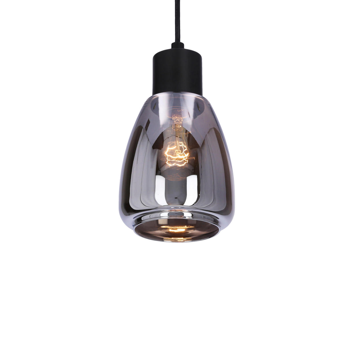 PENDELLEUCHTE 12/12/120 cm  - Schwarz, KONVENTIONELL, Glas/Metall (12/12/120cm)