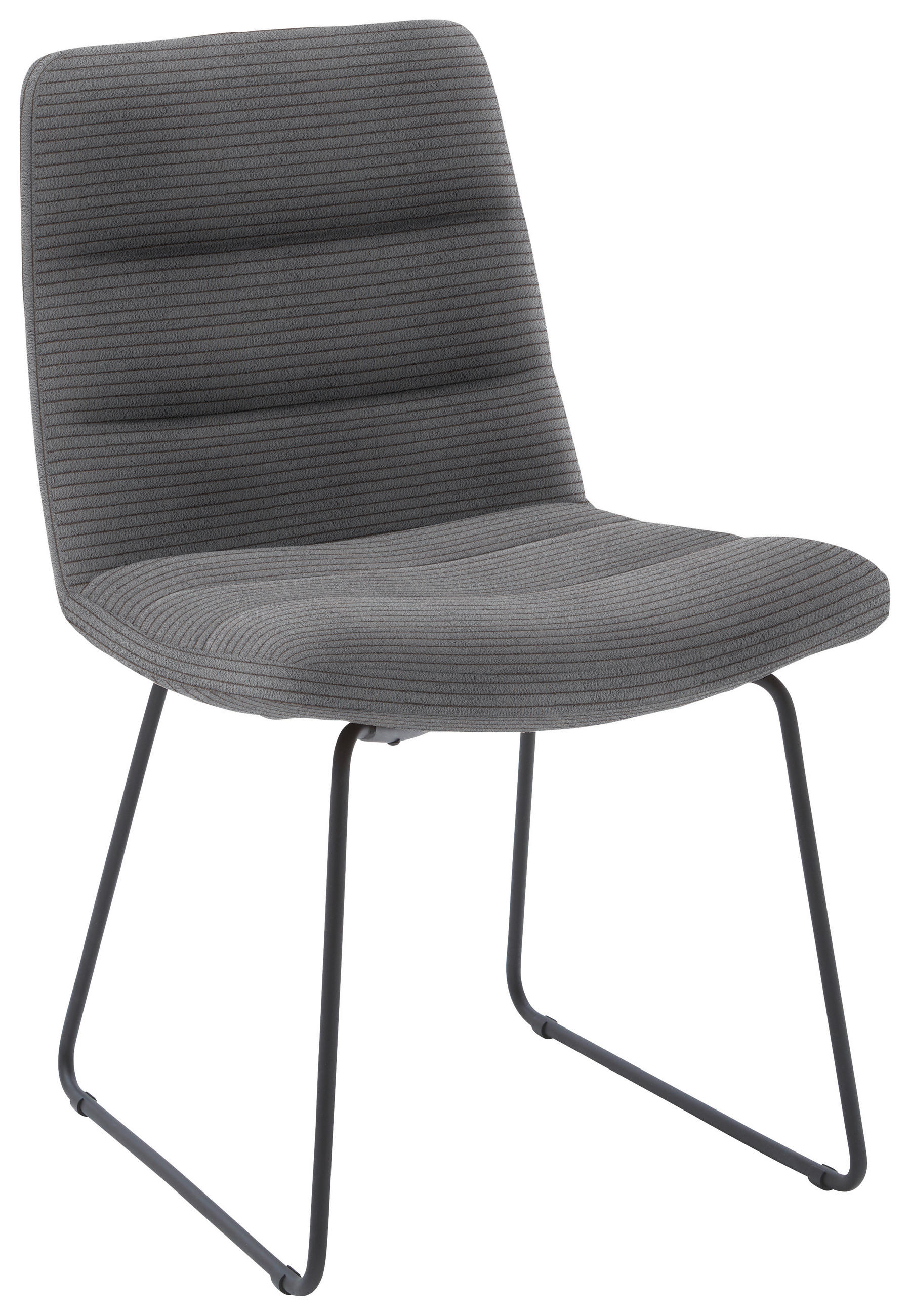 STUHL  in Cord Textil  - Dunkelgrau/Schwarz, Design, Textil/Metall (52/88/66cm) - Dieter Knoll
