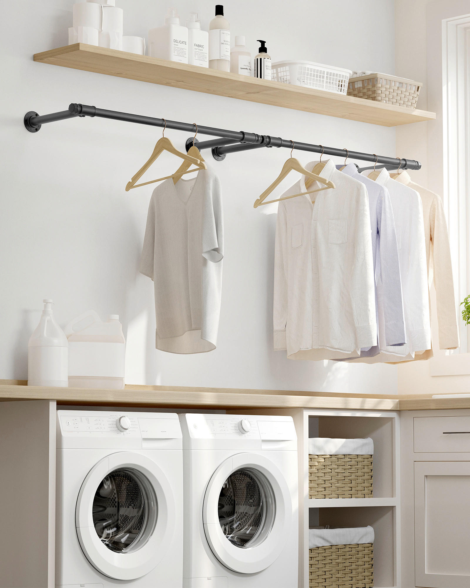 WANDGARDEROBE - Schwarz, Basics, Metall (84/7/30cm)