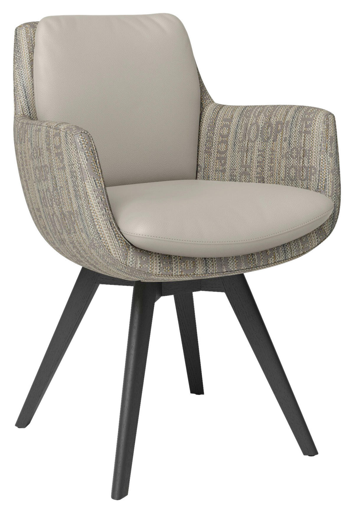 ARMLEHNSTUHL in Holz, Textil, Leder Anthrazit, Taupe  - Taupe/Eichefarben, Design, Leder/Holz (60/85/65cm) - Joop!