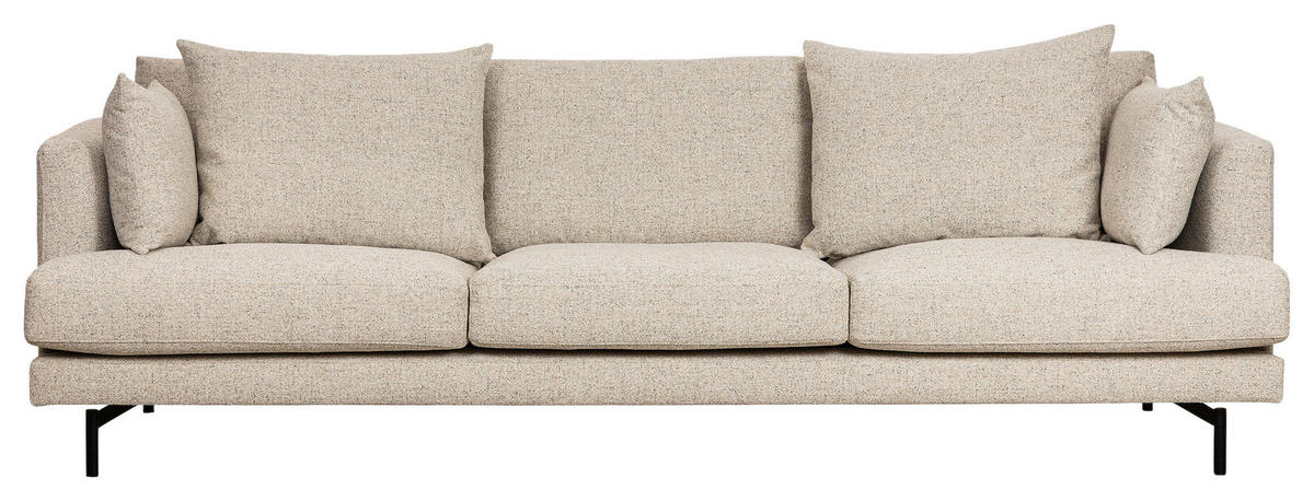 3,5-SITS SOFFA i beige  - beige/svart, Basics, metall/trä (248/84/100cm) - Novel