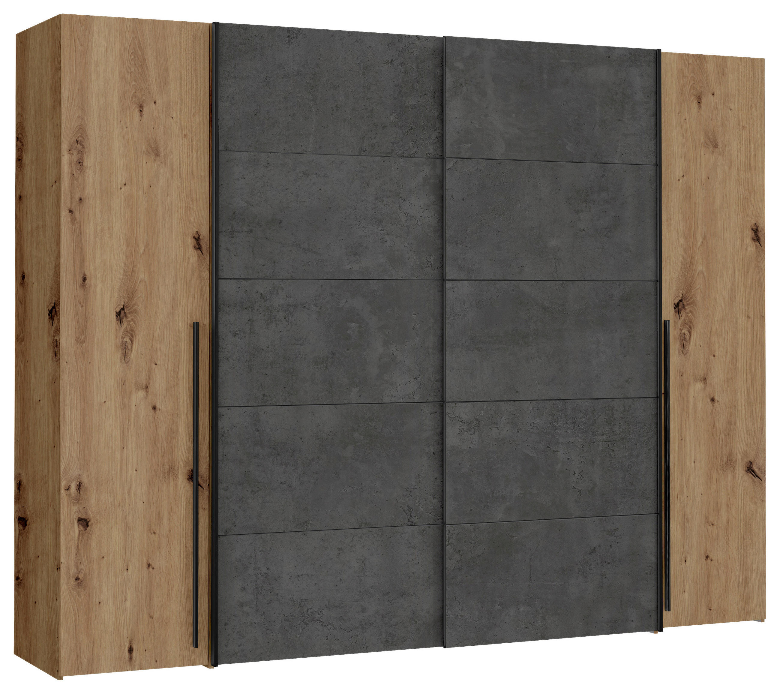 GARDEROB 270/210/61 cm 4-dörrar - mörkgrå/svart, Modern, metall/träbaserade material (270/210/61cm) - MID.YOU