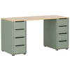 SCHREIBTISCH 55,5/140/73,1 cm  in Eichefarben, Olivgrün  - Eichefarben/Schwarz, MODERN, Holzwerkstoff/Metall (55,5/140/73,1cm) - MID.YOU