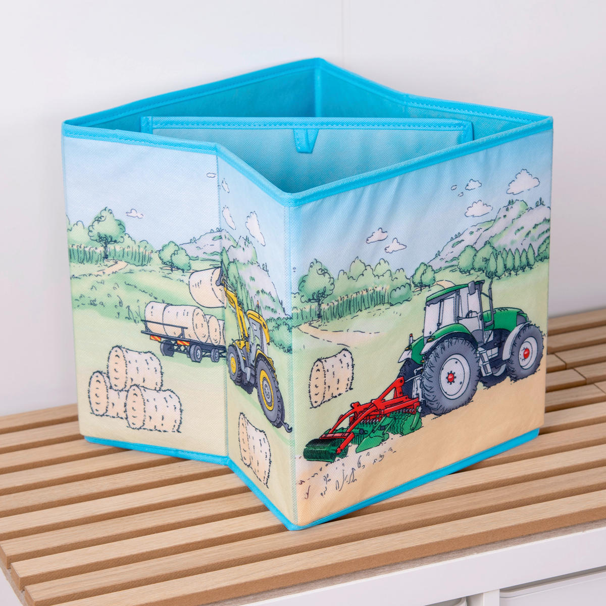 AUFBEWAHRUNGSBOX Traktor  - Multicolor/Hellgrün, Basics, Textil (30/30/30cm) - Herding