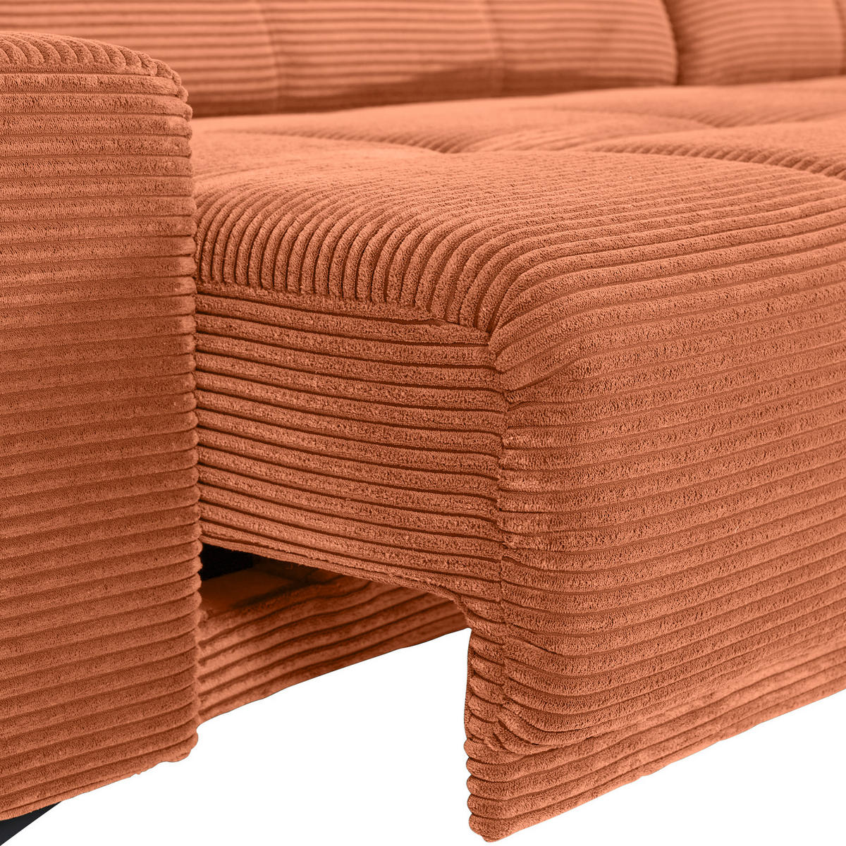ECKSOFA in Cord Rostfarben  - Rostfarben/Schwarz, Konventionell, Textil/Metall (295/165cm) - Carryhome