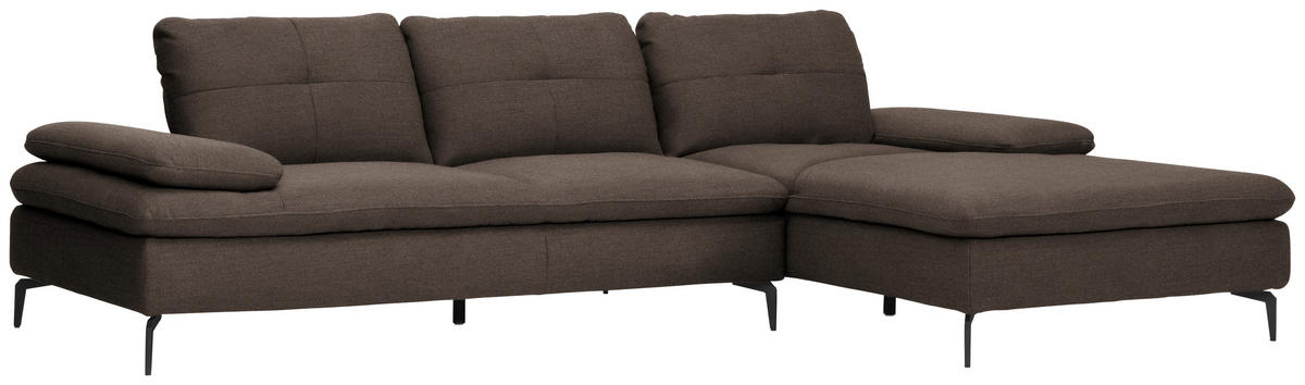 ECKSOFA in Webstoff Dunkelbraun  - Dunkelbraun/Schwarz, Design, Textil/Metall (301/179cm) - Chilliano