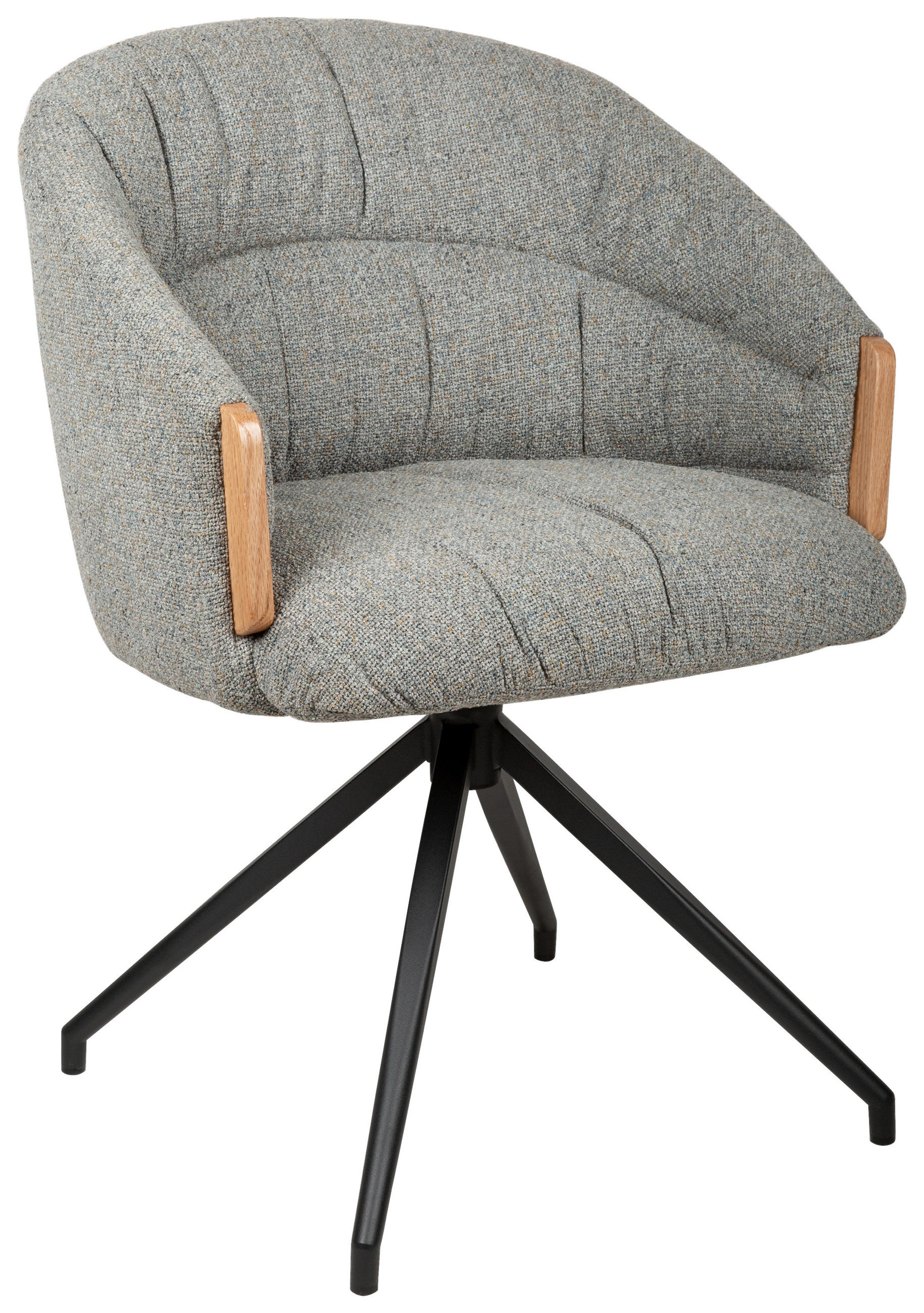 ARMLEHNSTUHL  Sitzfläche 360° drehbar, automatische Rückholfunktion Leinenoptik  - Schwarz/Grau, Design, Holz/Textil (61/84/62cm) - Valnatura