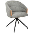 ARMLEHNSTUHL  Sitzfläche 360° drehbar, automatische Rückholfunktion Leinenoptik  - Schwarz/Grau, Design, Holz/Textil (61/84/62cm) - Valnatura