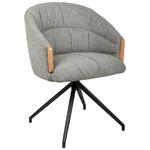 ARMLEHNSTUHL  Sitzfläche 360° drehbar, automatische Rückholfunktion Leinenoptik  - Schwarz/Grau, Design, Holz/Textil (61/84/62cm) - Valnatura