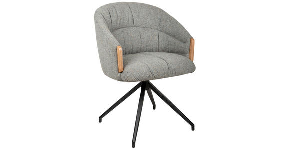 ARMLEHNSTUHL  Sitzfläche 360° drehbar, automatische Rückholfunktion Leinenoptik  - Schwarz/Grau, Design, Holz/Textil (61/84/62cm) - Valnatura
