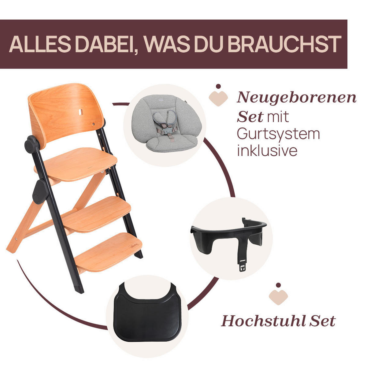 HOCHSTUHL Meraviglia  - Buchefarben/Schwarz, Basics, Holz/Kunststoff (44/63-83/55cm) - Chicco