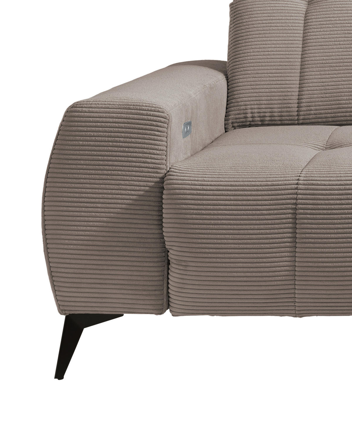 ECKSOFA Graubraun Cord  - Graubraun/Schwarz, MODERN, Textil/Metall (261/200cm) - Livetastic