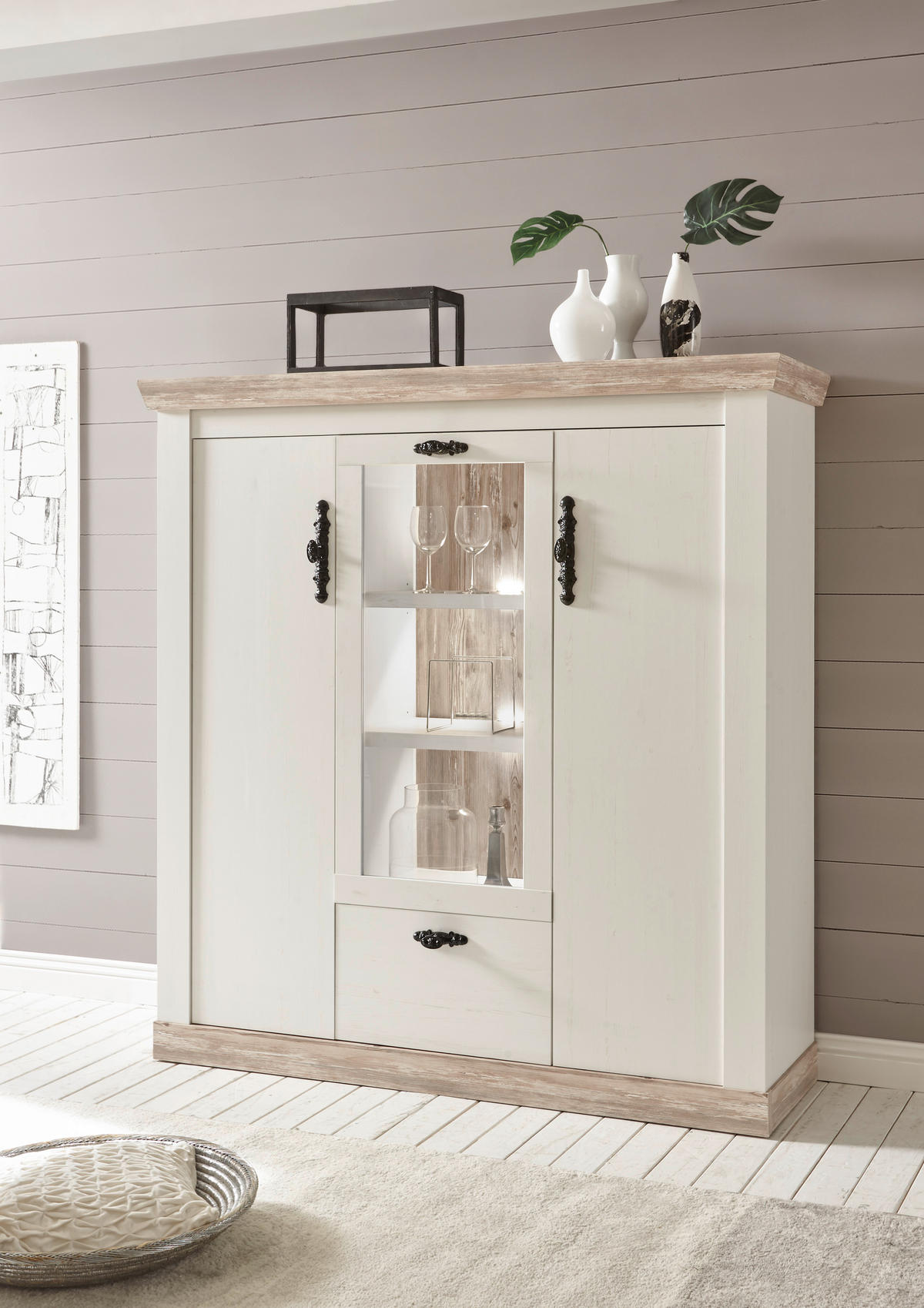 HIGHBOARD  in 140/146/44 cm  - Hellbraun/Schwarz, Design, Holzwerkstoff/Metall (140/146/44cm) - MID.YOU