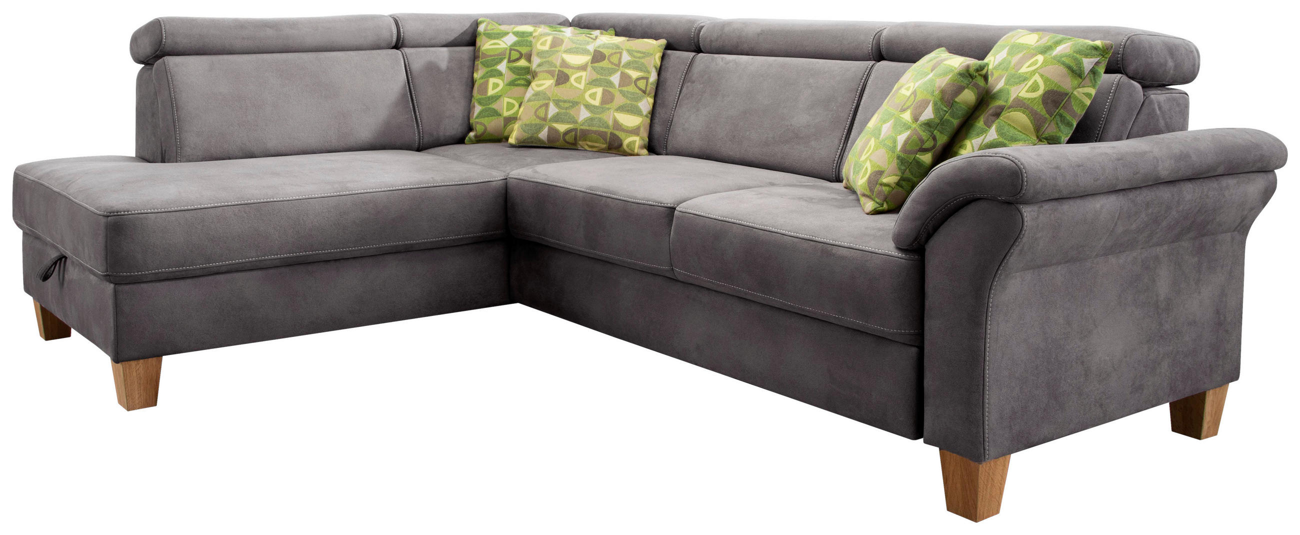 ECKSOFA in Mikrofaser Anthrazit  - Eichefarben/Anthrazit, Konventionell, Holz/Textil (194/245cm) - Sit & More