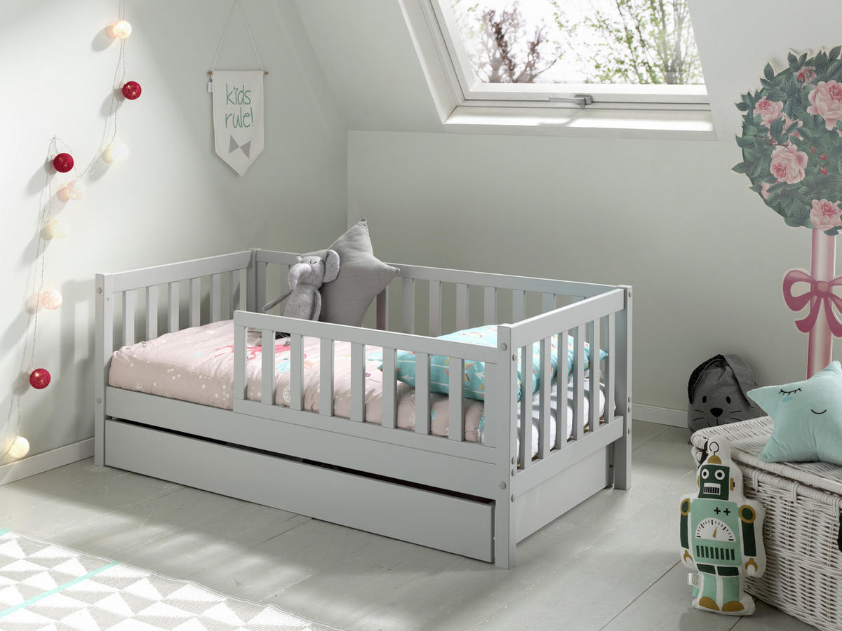 KINDER-/JUNIORBETT - Kieferfarben/Grau, MODERN, Holz (70/140cm) - MID.YOU