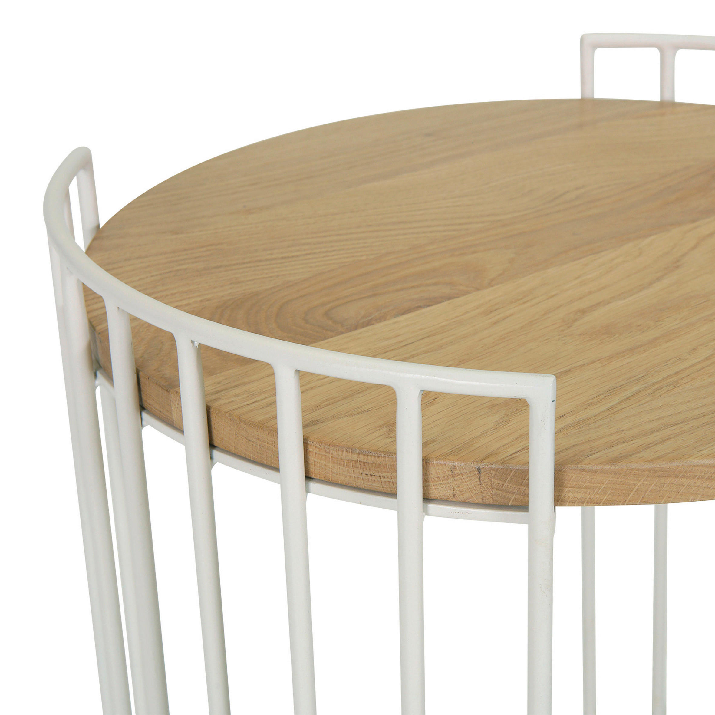 BEISTELLTISCH 43/42/45 cm Eiche massiv Eichefarben, Weiß rund  - Eichefarben/Weiß, Design, Holz/Metall (43/42/45cm) - Landscape