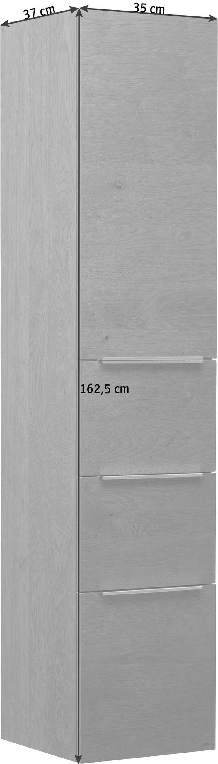 HOCHSCHRANK 35/162,5/37 cm  - Eichefarben/Alufarben, KONVENTIONELL, Glas/Holzwerkstoff (35/162,5/37cm) - Novel