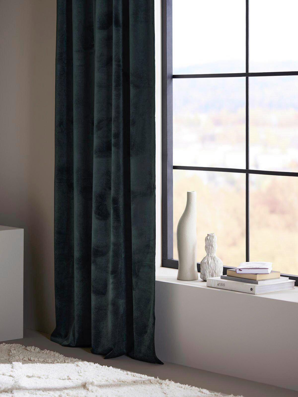 HOTOVÝ ZÁVĚS, zatemnění, 135/280 cm - tmavě zelená, Basics, textil (135/280cm) - Svanefors