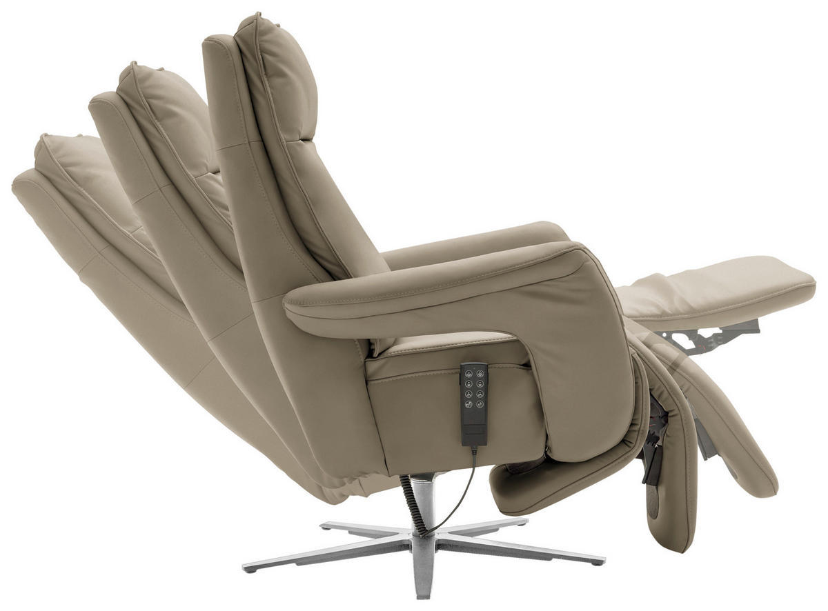 RELAXSESSEL in Leder Hellbraun  - Hellbraun/Edelstahlfarben, Design, Leder/Metall (79-83/116/87-176cm) - Valdera