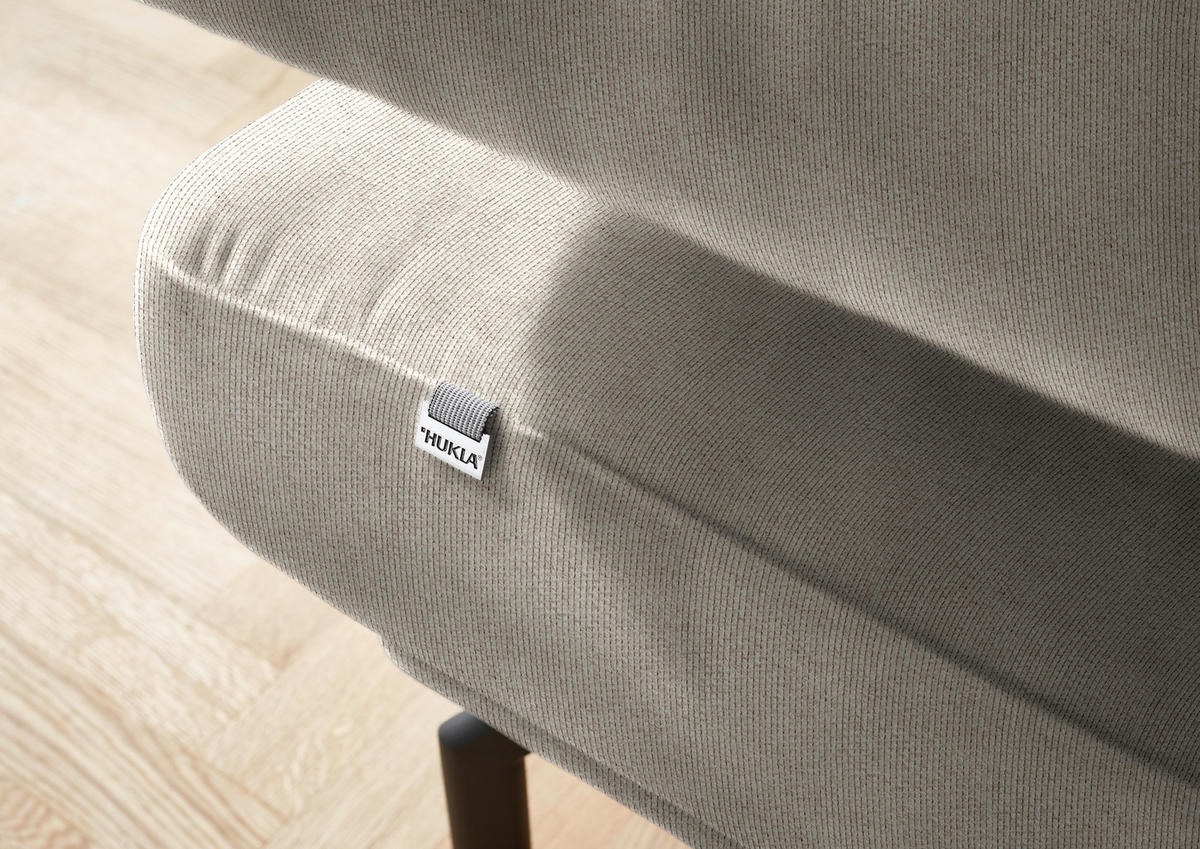 ECKSOFA in Chenille Greige  - Greige/Schwarz, Design, Textil/Metall (224/305cm) - Dieter Knoll