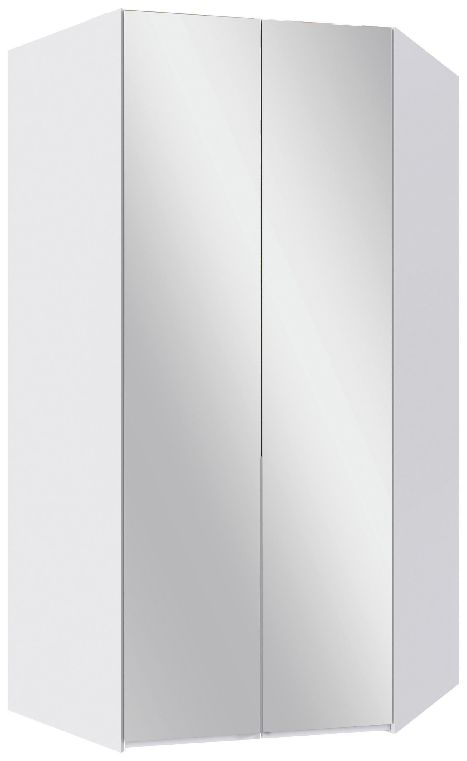 Șifonier Pe Colț - alb/culoare aluminiu, Modern, sticlă/metal (120/236/120cm) - MID.YOU