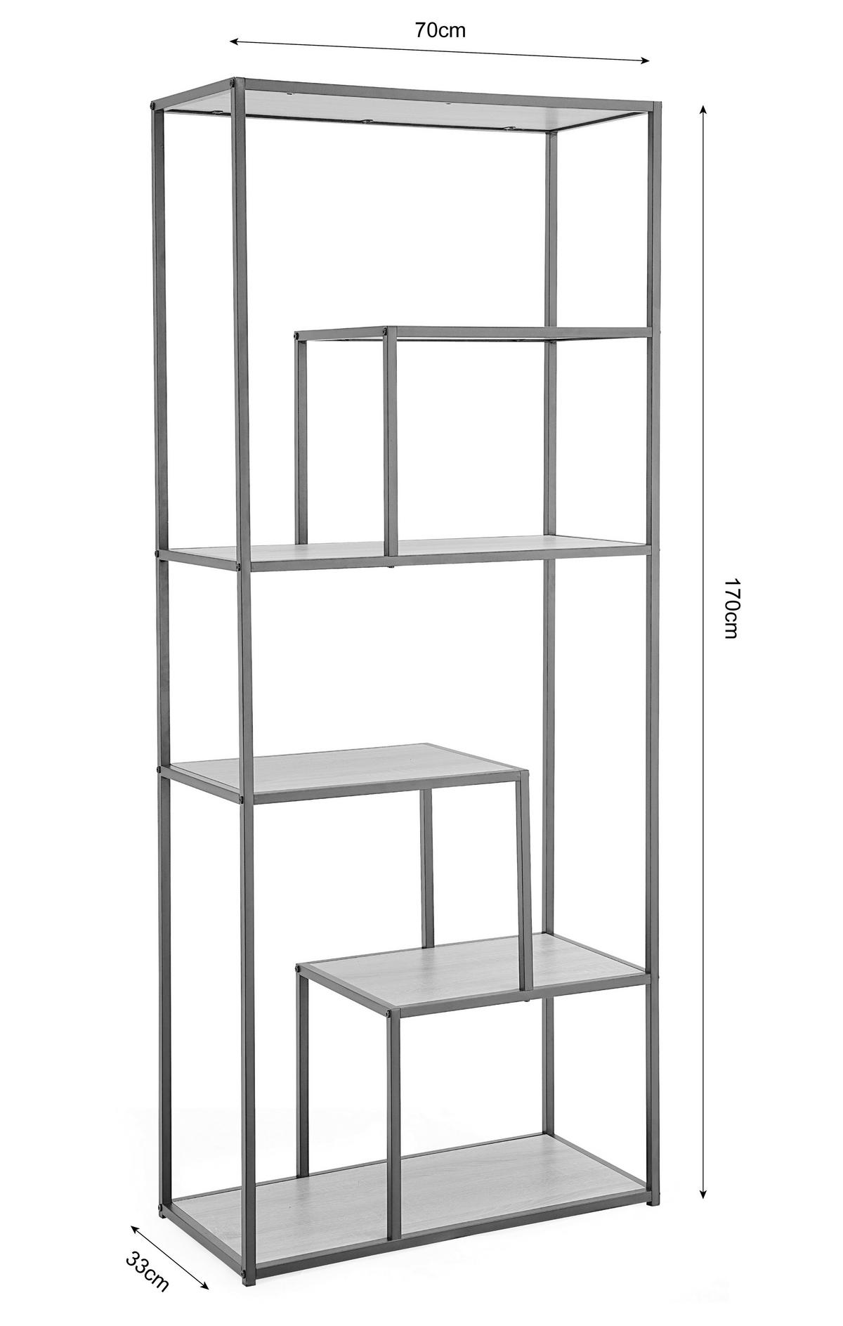 REGAL Naturfarben, Schwarz  - Schwarz/Naturfarben, Basics, Holzwerkstoff/Metall (70/170/33cm) - Xora