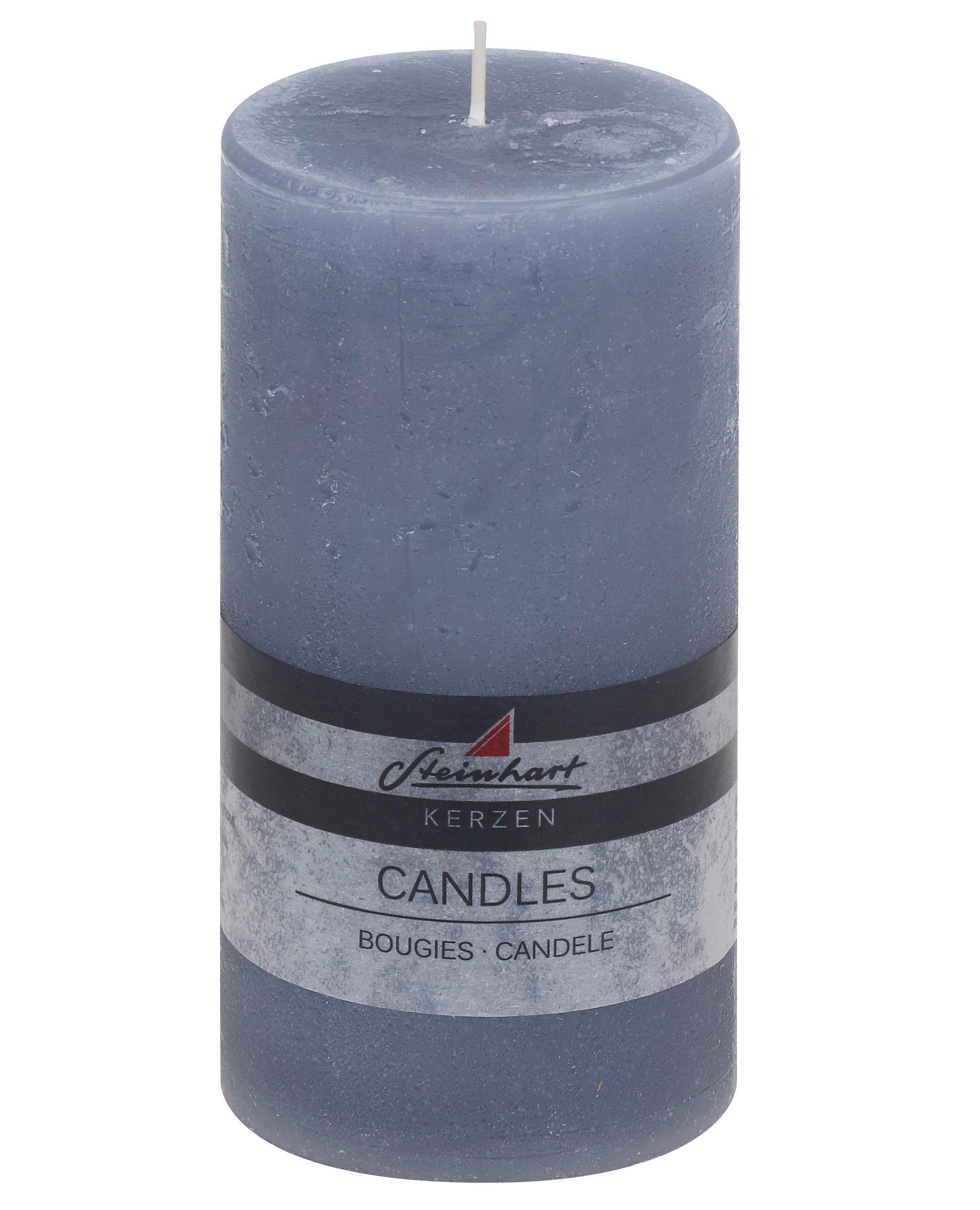 STUMPENKERZE  - Blau, Basics, Naturmaterialien (7,8/15,0cm) - Steinhart