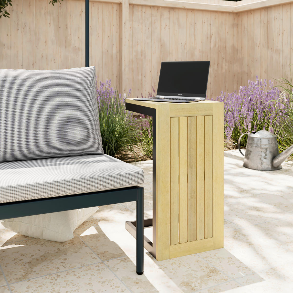 LOUNGETISCH Holz, Metall Akaziefarben rechteckig  - Schwarz/Akaziefarben, Natur, Holz/Metall (35/71/41cm) - Ambia Garden