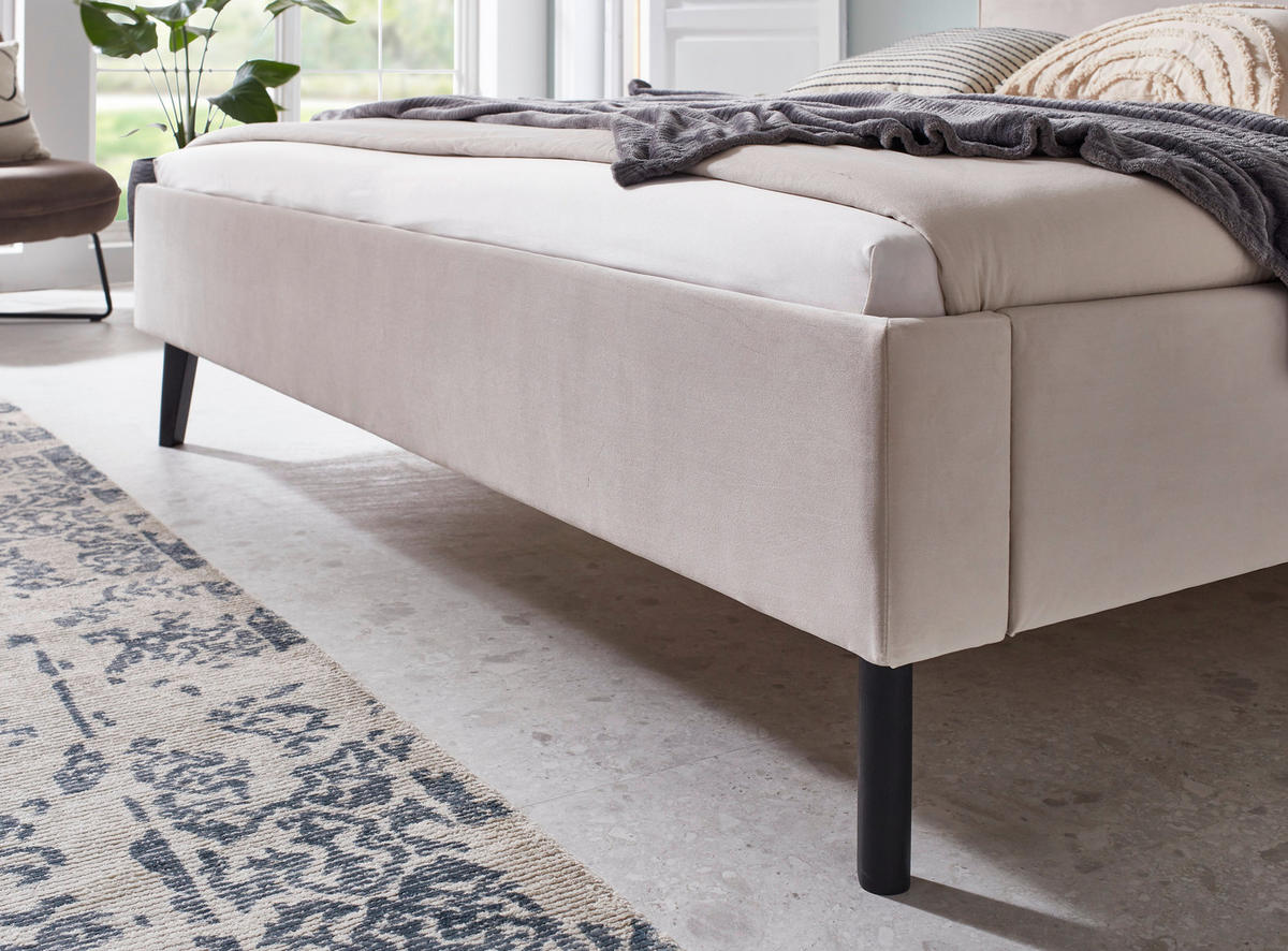 POLSTERBETT 180/200 cm  in Beige  - Beige/Schwarz, Basics, Holz/Textil (180/200cm) - Boxxx