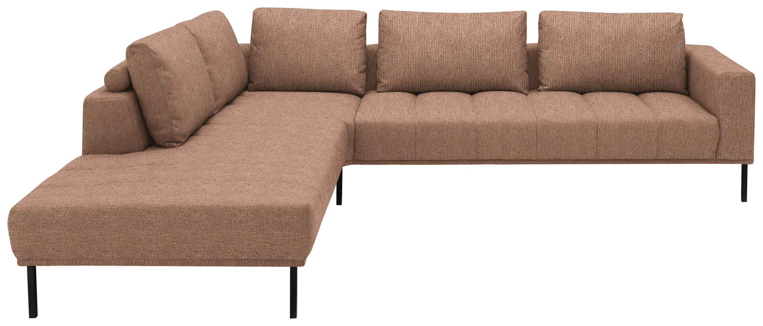 ECKSOFA Flachgewebe Aprikose  - Aprikose/Schwarz, Design, Textil/Metall (270/308cm) - Pure Home Lifestyle