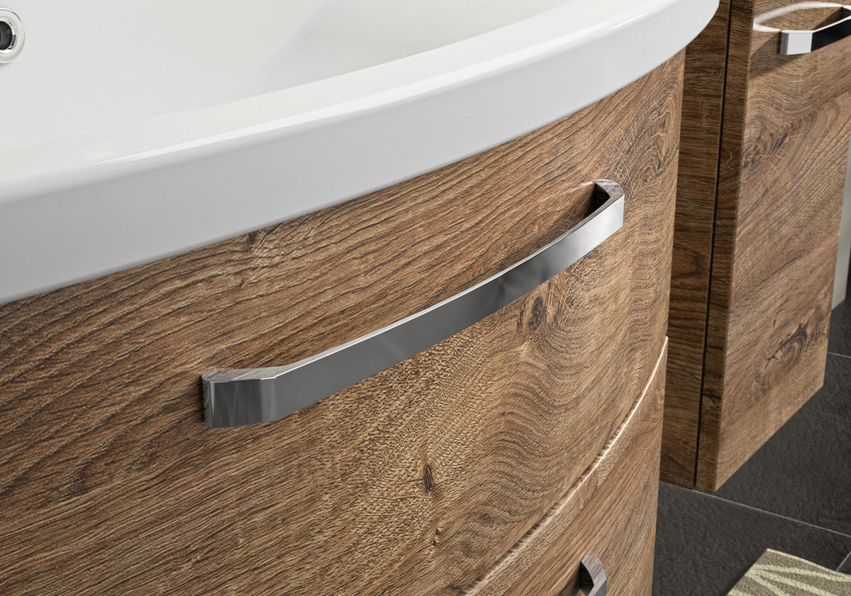 BADEZIMMER 3-teilig  in 84 cm  - Eiche dunkel/Chromfarben, MODERN, Glas/Keramik (84cm) - Sadena