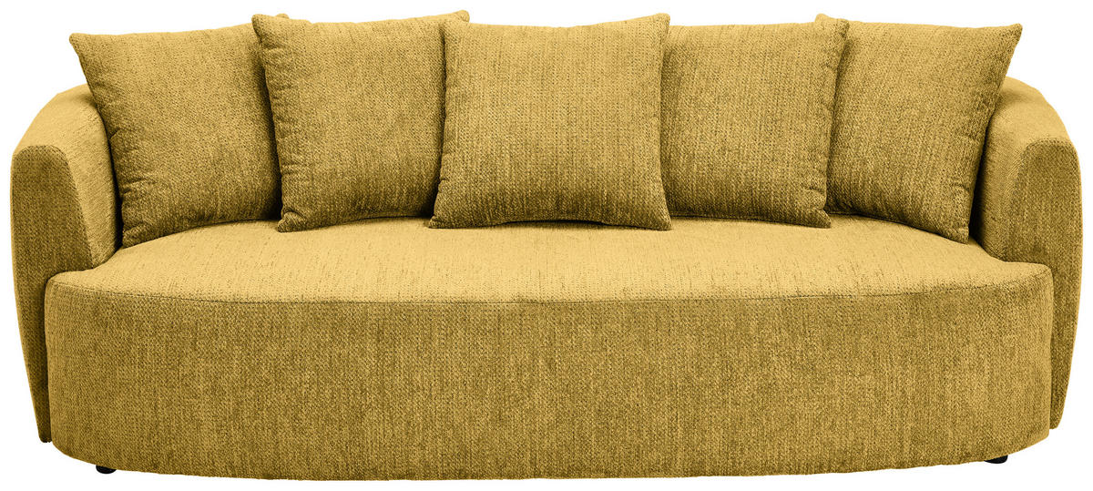 SCHLAFSOFA  mit Stoffauswahl, Liegefunktion, Schlafen auf Sitzhöhe, Rücken echt Chenille Senfgelb  - Senfgelb/Schwarz, KONVENTIONELL, Kunststoff/Textil (238/74/107cm) - Carryhome
