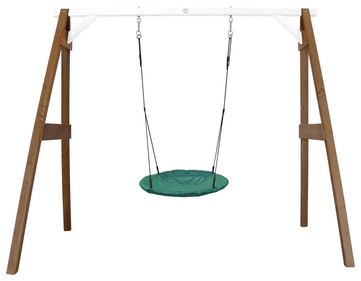 NESTSCHAUKEL Braun, Weiß  - Braun/Weiß, KONVENTIONELL, Holz/Kunststoff (254/207/160cm) - Ambia Garden