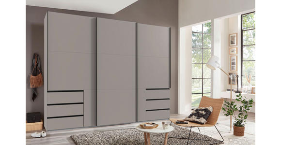 SCHWEBETÜRENSCHRANK in Sahara - Schwarz/Sahara, KONVENTIONELL, Holzwerkstoff/Metall (300/236/65cm) - Hom`in