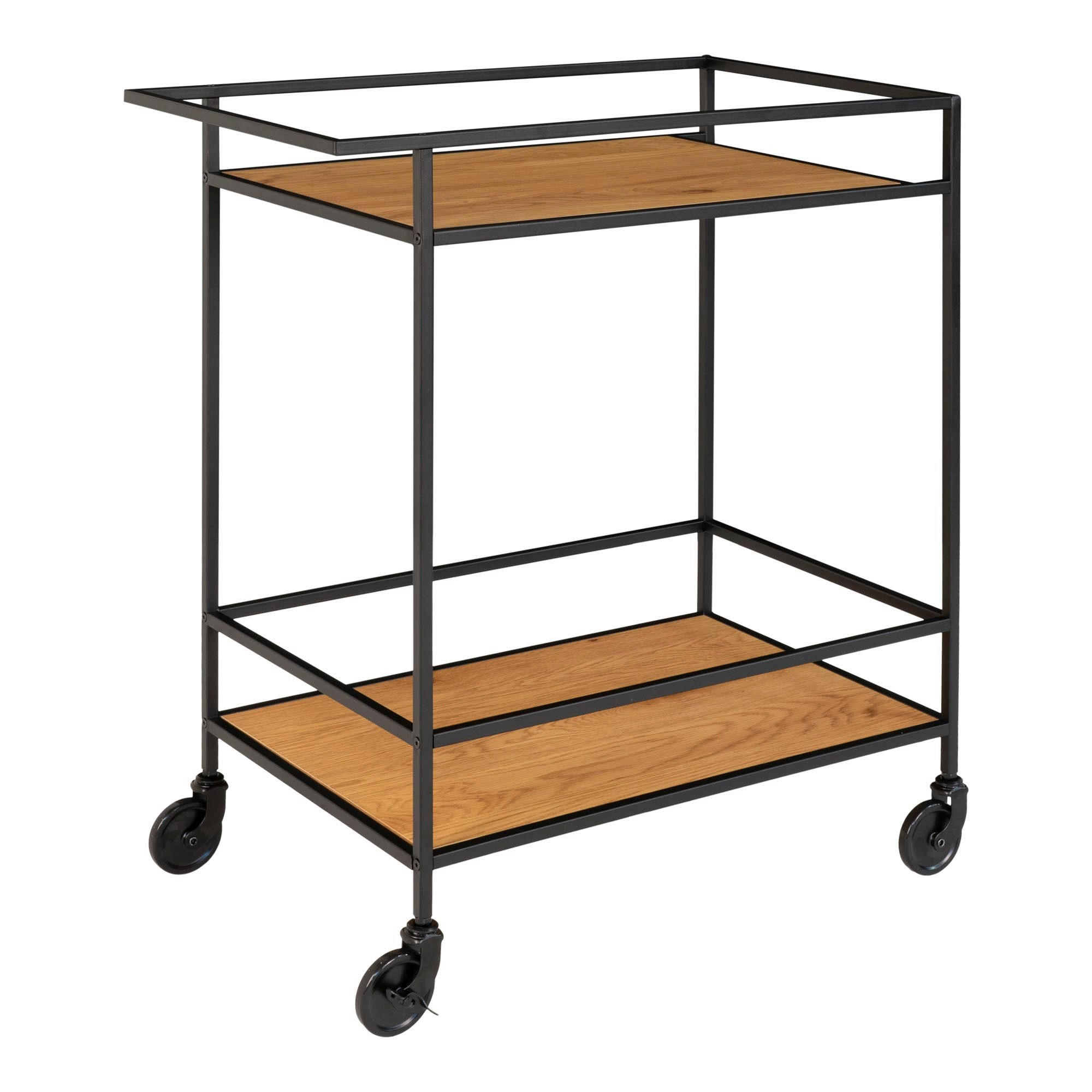 XXXLutz Servierwagen Schwarz, Hellbraun 40x79x68 cm