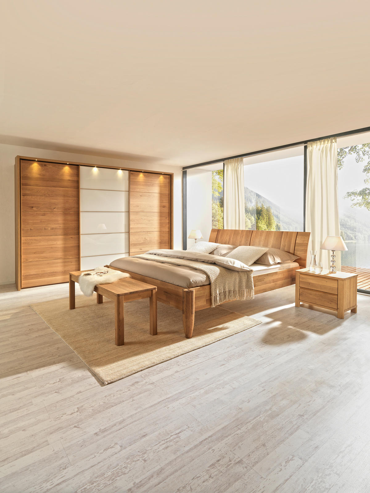 BETT 180/200 cm  in Eichefarben   - Eichefarben, Natur, Holz (180/200cm) - Linea Natura