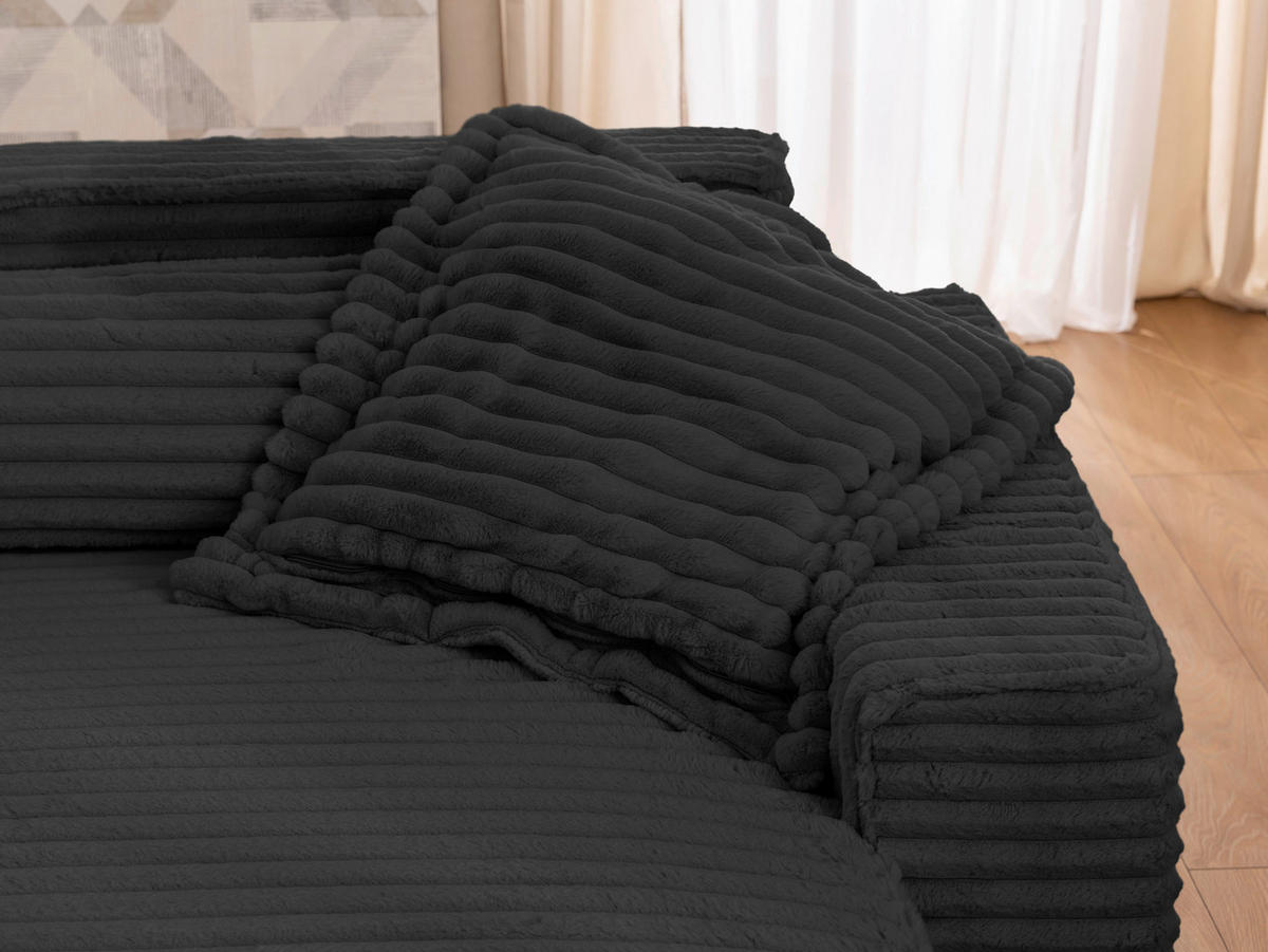 ECKSOFA Curduroy in Cord Anthrazit Rückenkissen  251/142 cm  - Anthrazit/Schwarz, Design, Kunststoff/Textil (251/142cm) - P & B