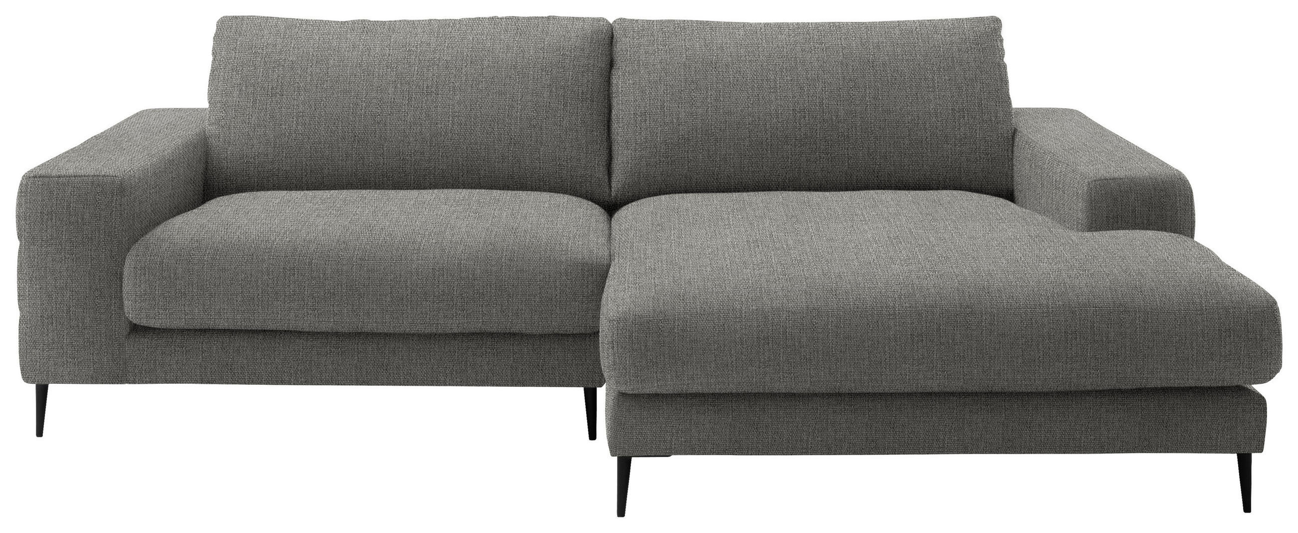 ECKSOFA in Flachgewebe Hellgrau  - Hellgrau/Schwarz, Design, Textil/Metall (253/177cm) - Dieter Knoll