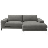 ECKSOFA in Flachgewebe Hellgrau  253/177 cm  - Hellgrau/Schwarz, Design, Textil/Metall (253/177cm) - Dieter Knoll