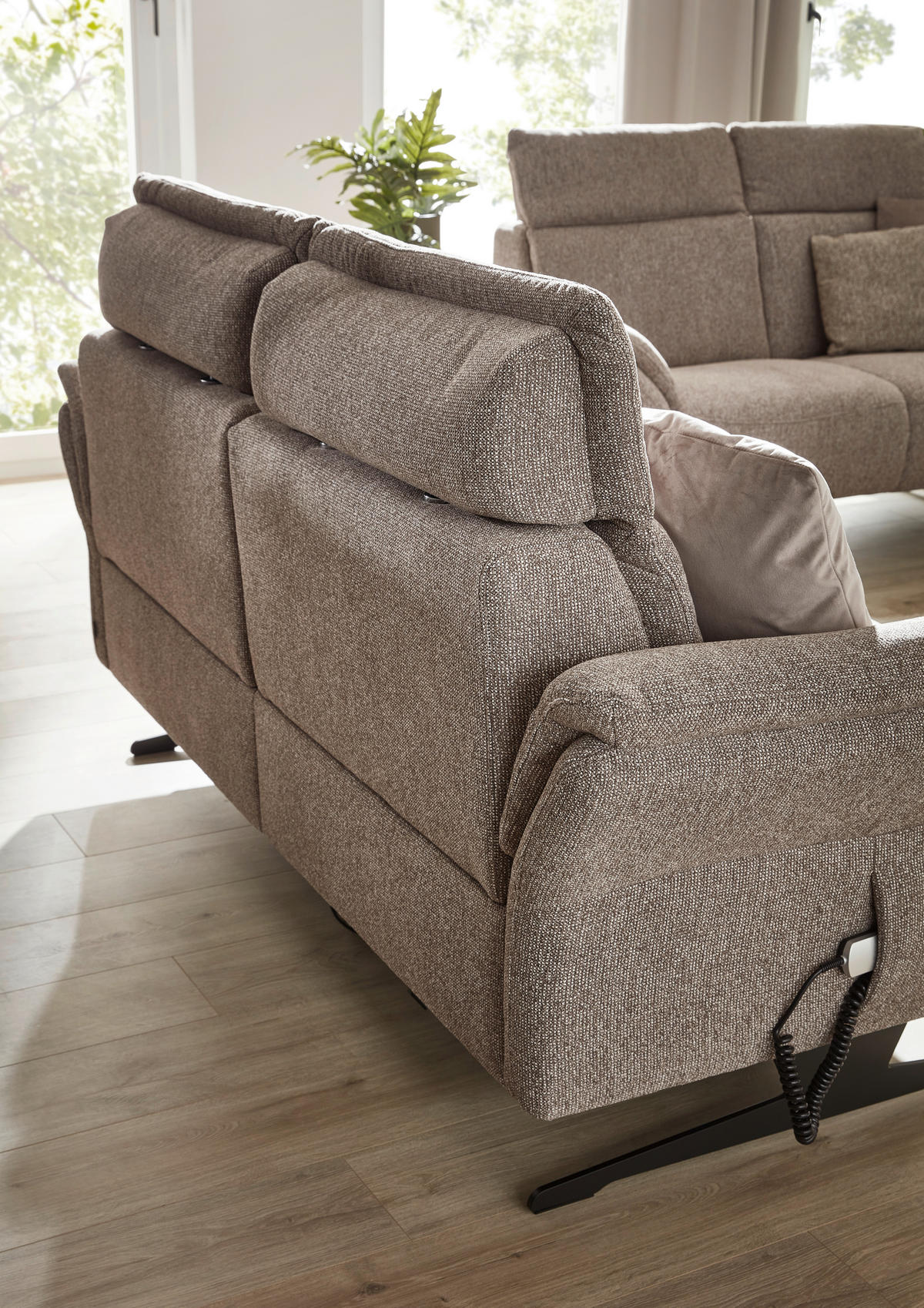 2-SITZER-SOFA Chenille Graubraun  - Graubraun/Schwarz, KONVENTIONELL, Textil/Metall (194/106/92cm) - Dieter Knoll