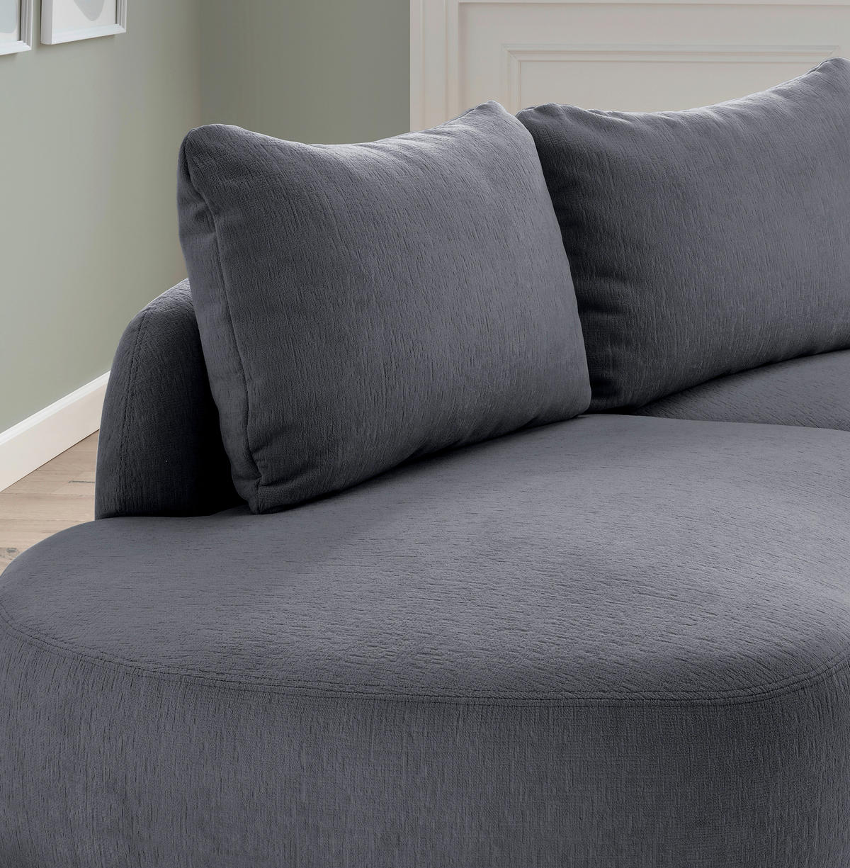ECKSOFA in Mikrofaser Anthrazit  - Anthrazit/Schwarz, Modern, Kunststoff/Textil (250/139cm) - Livetastic