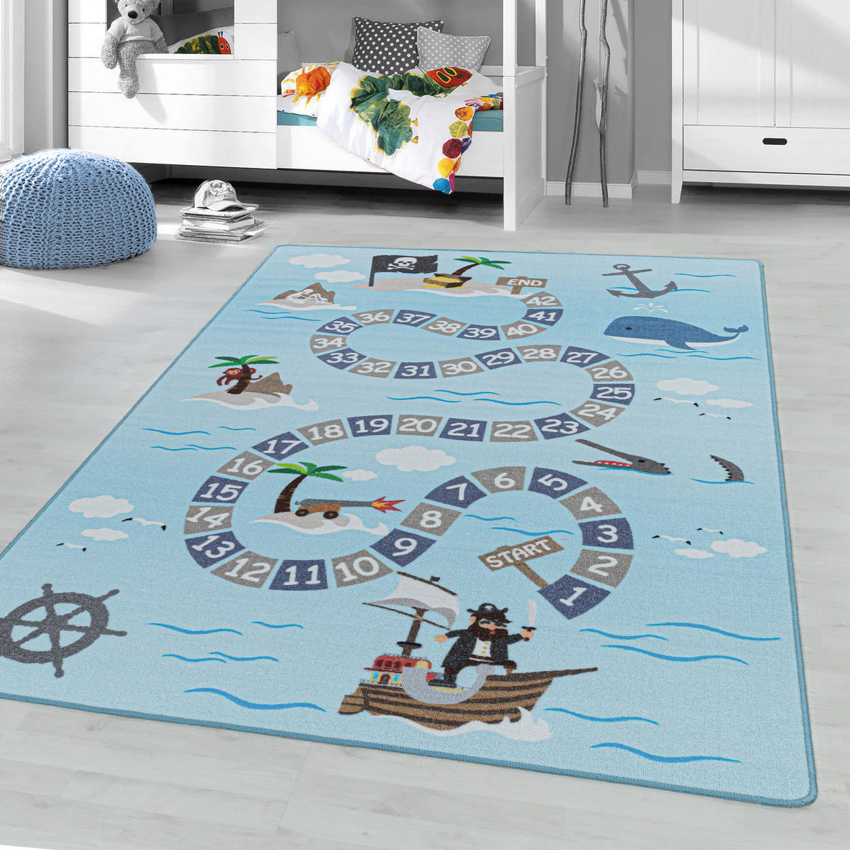 SPIELTEPPICH 100/150 cm Play 2908 blau  - Blau, Trend, Kunststoff/Textil (100/150cm)