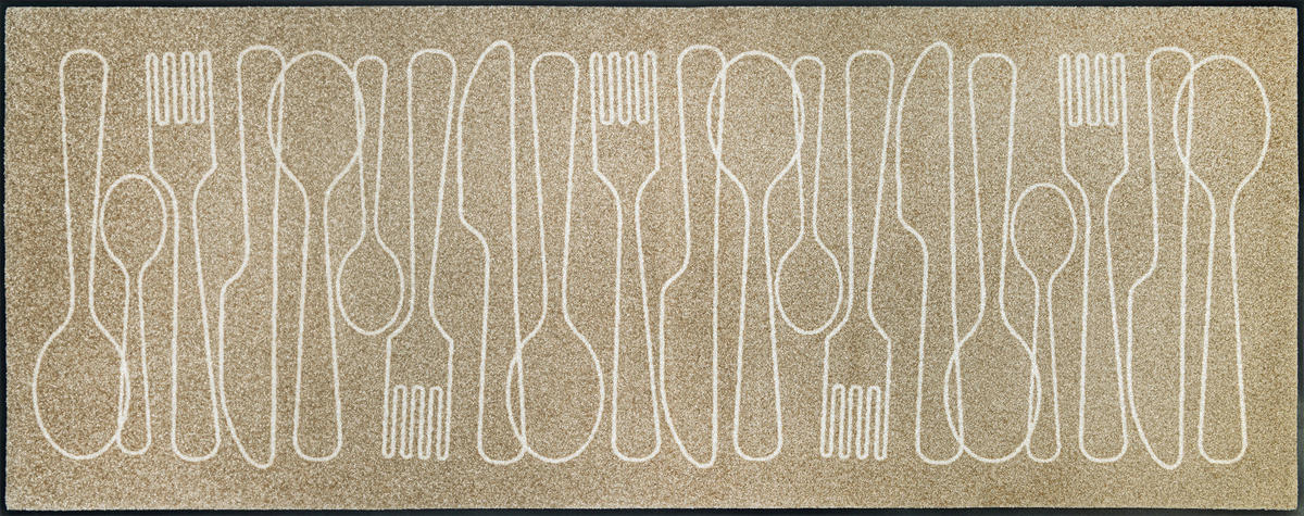 LÄUFER 75/190 cm Cutlery Symphony  - Ecru, Design, Kunststoff/Textil (75/190cm) - wash+dry