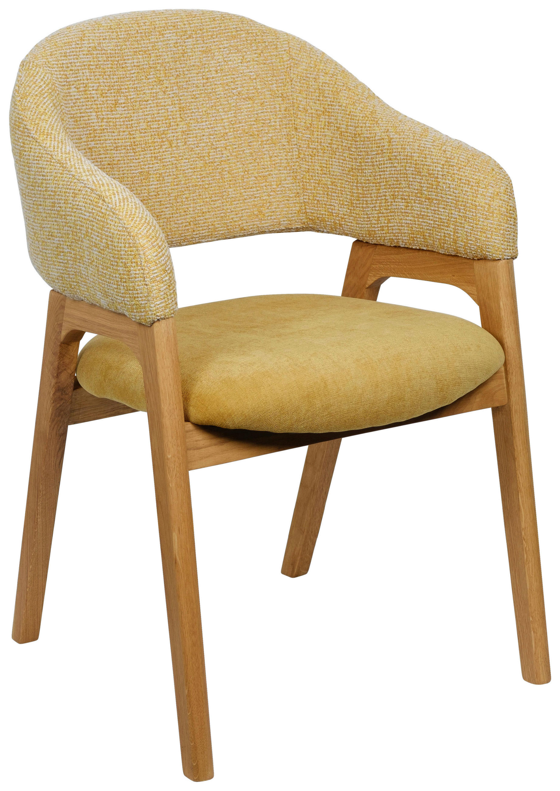ARMLEHNSTUHL in Holz, Textil Gelb, Eichefarben  - Eichefarben/Gelb, KONVENTIONELL, Holz/Textil (56,5/82,5/47,5cm) - Linea Natura