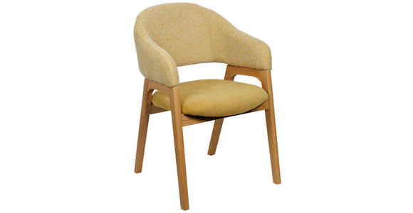 ARMLEHNSTUHL in Holz, Textil Gelb, Eichefarben  - Eichefarben/Gelb, KONVENTIONELL, Holz/Textil (56,5/82,5/47,5cm) - Linea Natura