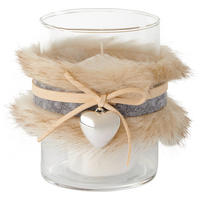 TEELICHTHALTER - Beige/Grau, LIFESTYLE, Glas (10/13cm)