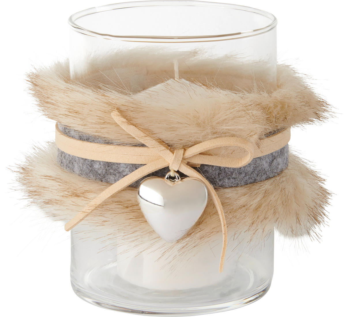 TEELICHTHALTER - Beige/Grau, LIFESTYLE, Glas (10/13cm)