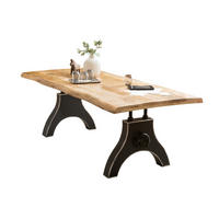 ESSTISCH 220/100/74 cm Echtholz  Holz, Metall rechteckig Naturfarben, Schwarz  - Schwarz/Naturfarben, MODERN, Holz/Metall (220/100/74cm) - MID.YOU