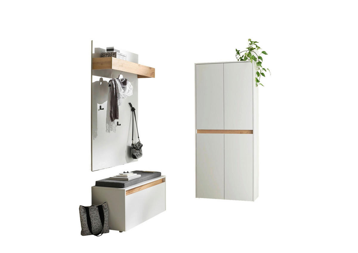 GARDEROBE 4-teilig  in 185/200/40 cm  - Eiche Wotan/Weiß, Design, Holzwerkstoff/Textil (185/200/40cm) - Modante