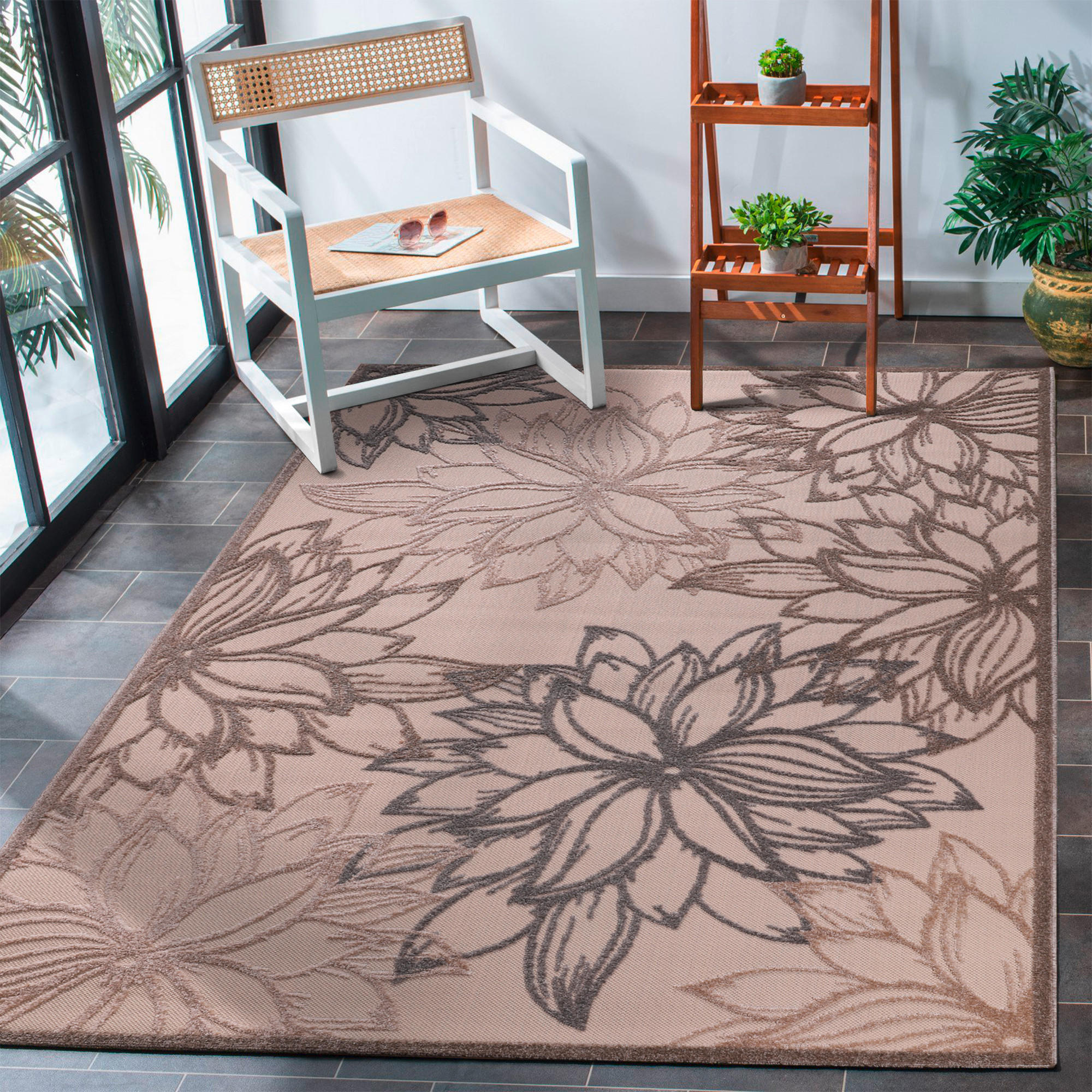 TEPIH ZA UNUTAR./VANJ. UPORAB 140/200 cm   krem, bež  Floral  - bež/krem, Lifestyle, tekstil/plastika (140/200cm)